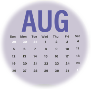 AUG 2018 calendar
